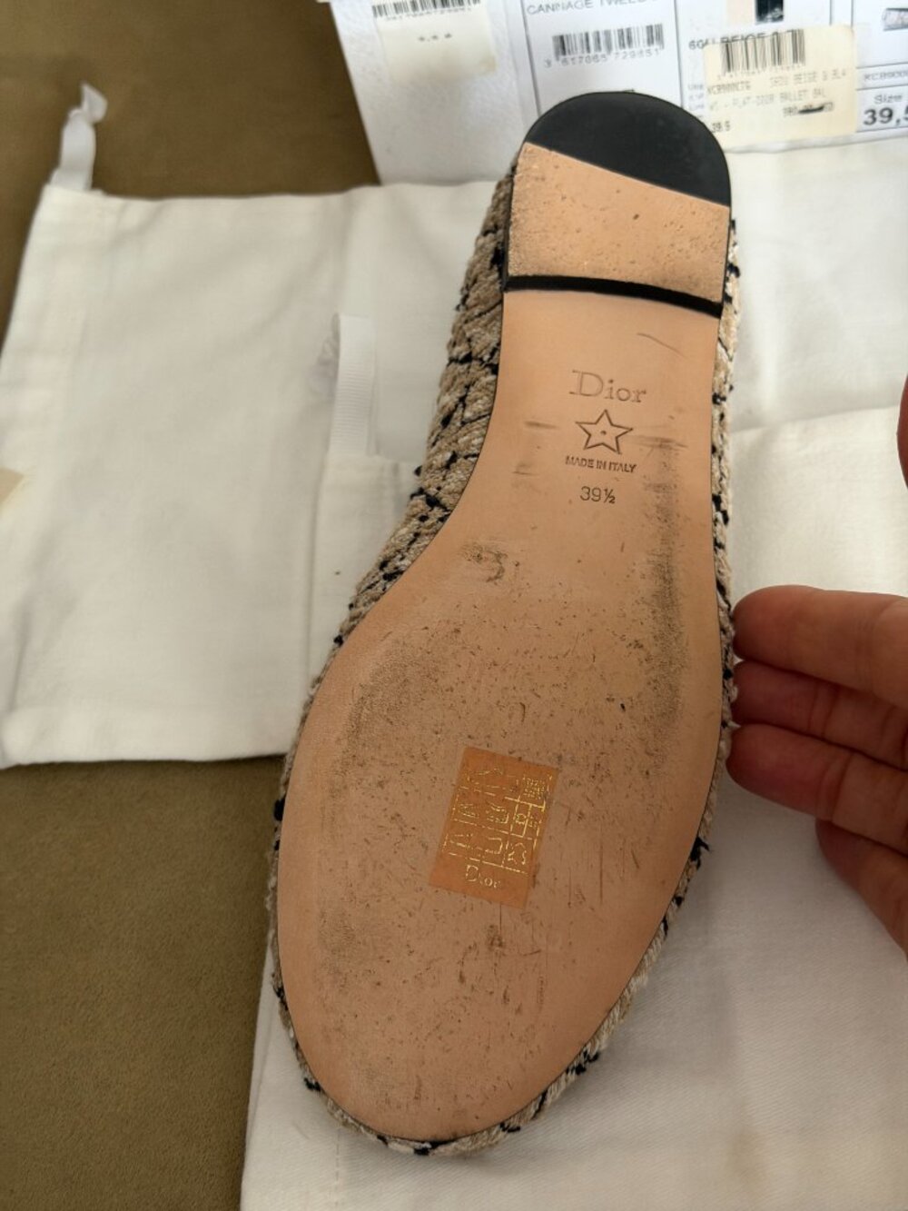 Christian Dior Cannage Tweed Ballerina Flats 39.5 - Picture 6 of 9